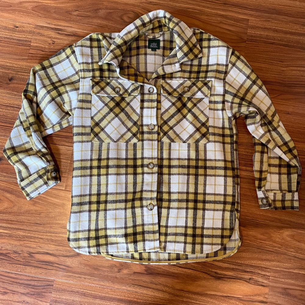Wild Fable Shacket, yellow plaid, size small